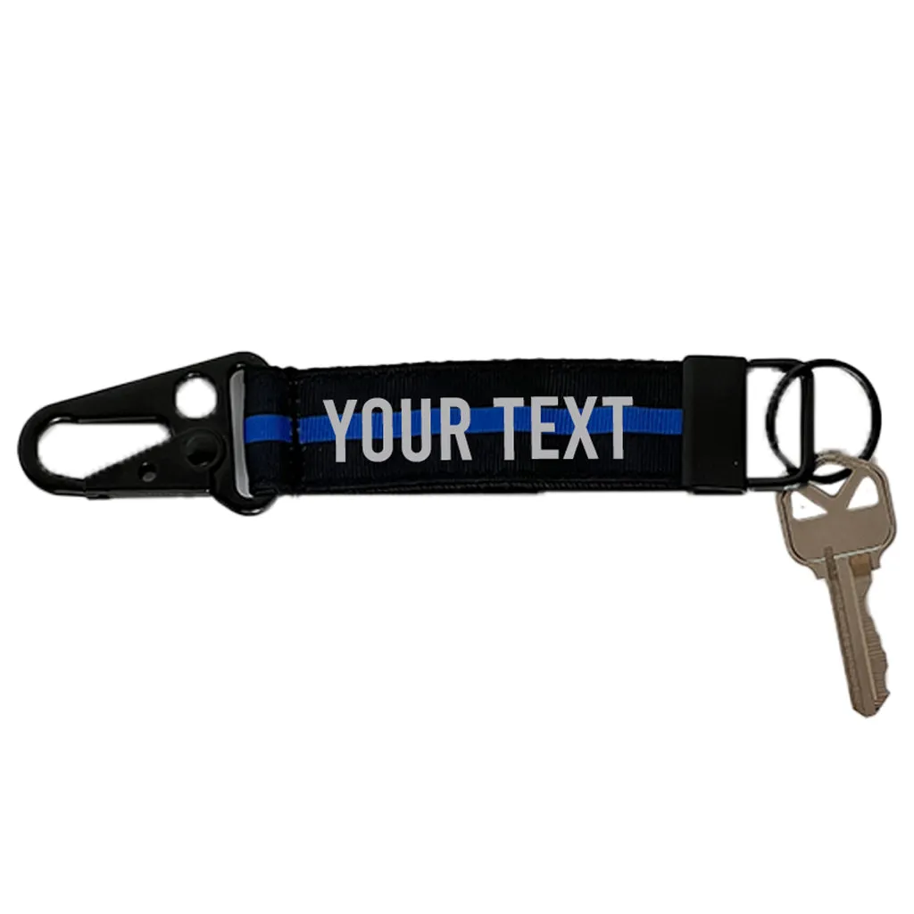 Police Thin Blue Line Snap Hook Key Fob or  Wristlet - Personalized with Your Name or Other Text