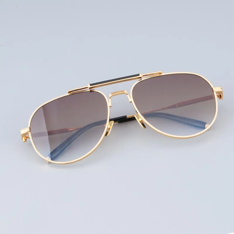 Pure Titanium Oval Gold Original Qaulity Sunglasses Uv400 Men Fashion Exquisite Eyeglasses Double Bridge Big Face Eyeglasses