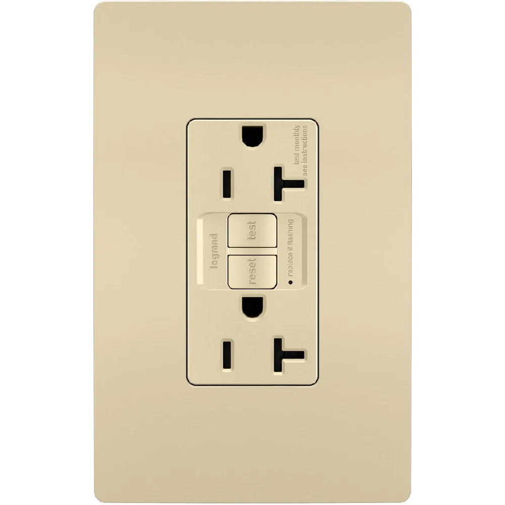 radiant 20A GFCI Self-Test Decorator Duplex Receptacles, Ivory