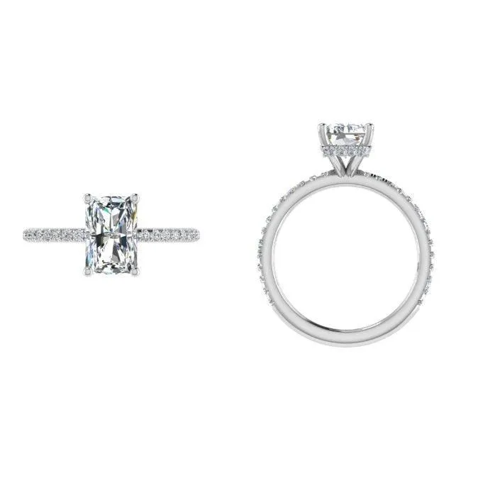 Radiant Diamond side stones Engagement Ring