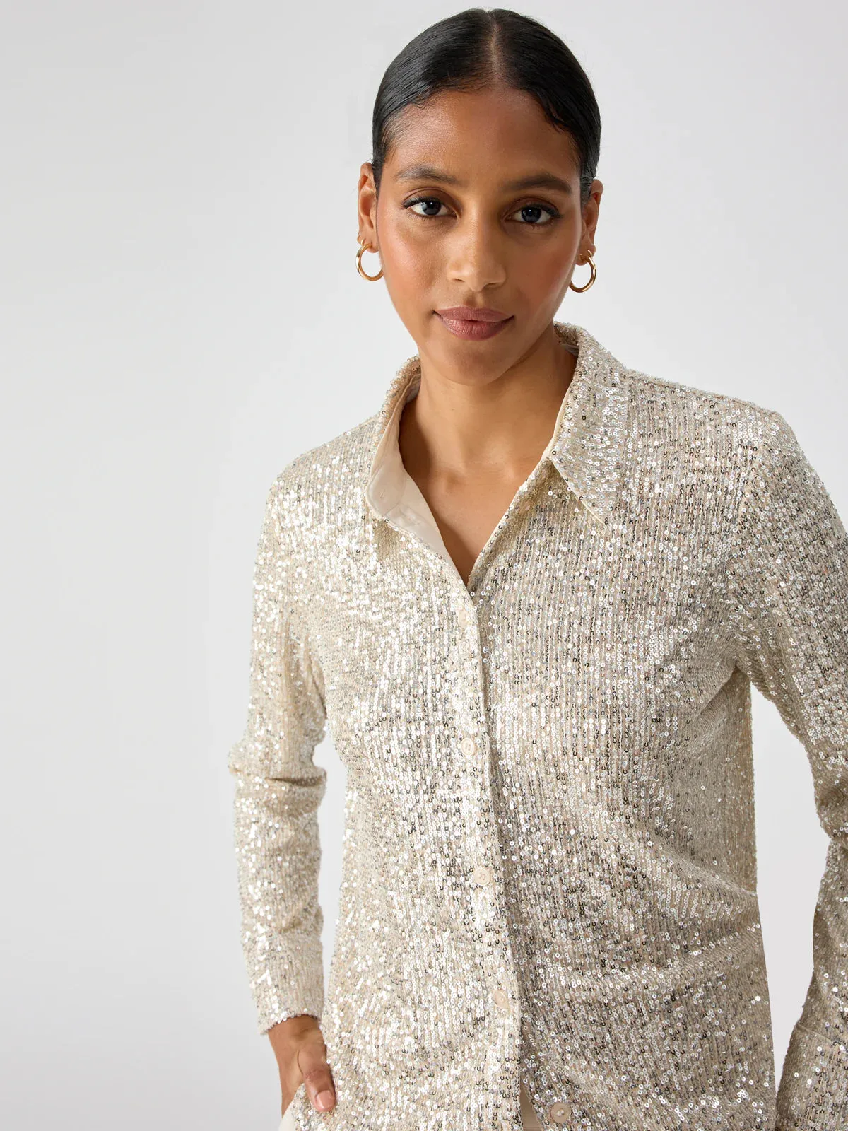 Radiant Sequin Shirt ~ Champagne