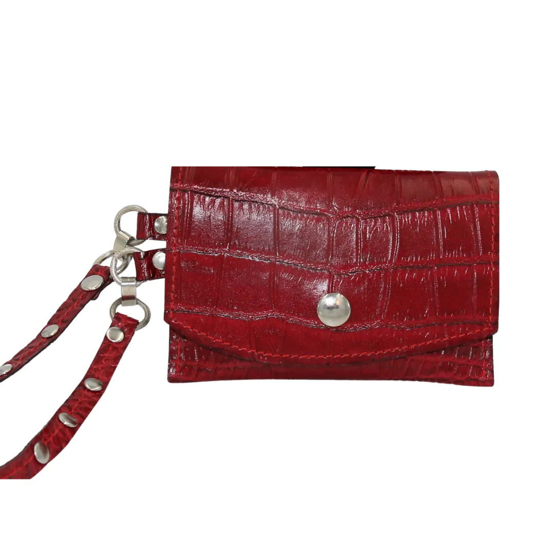 Reptile Embossed Leather Wristlet