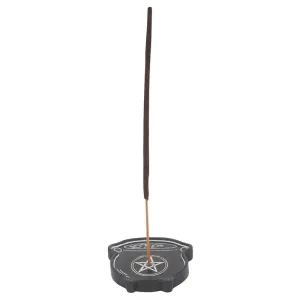 Resin Cauldron with Pentagram Incense Holder