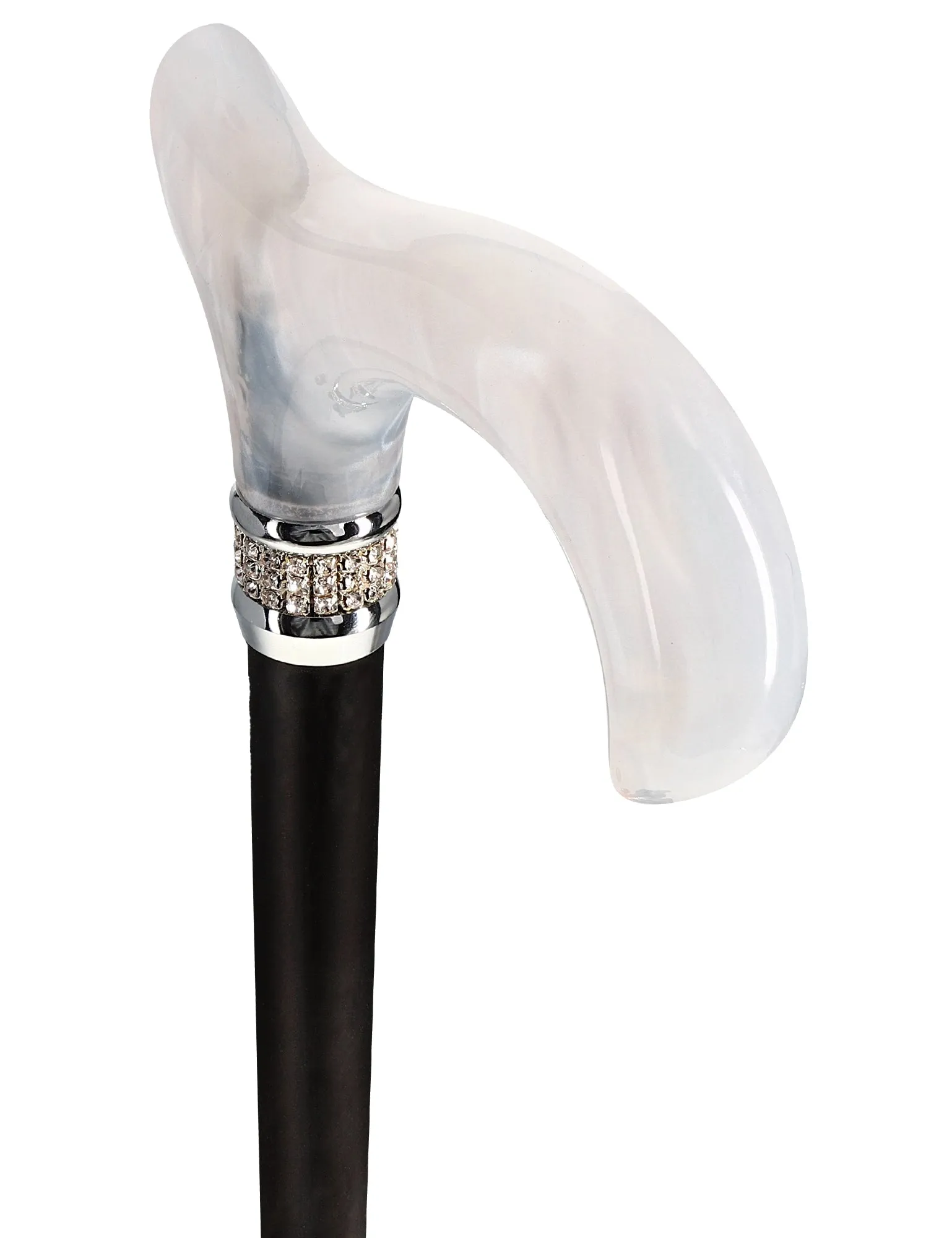 Rhinestone Designer Cane: Black & White Exquisite Pearlz