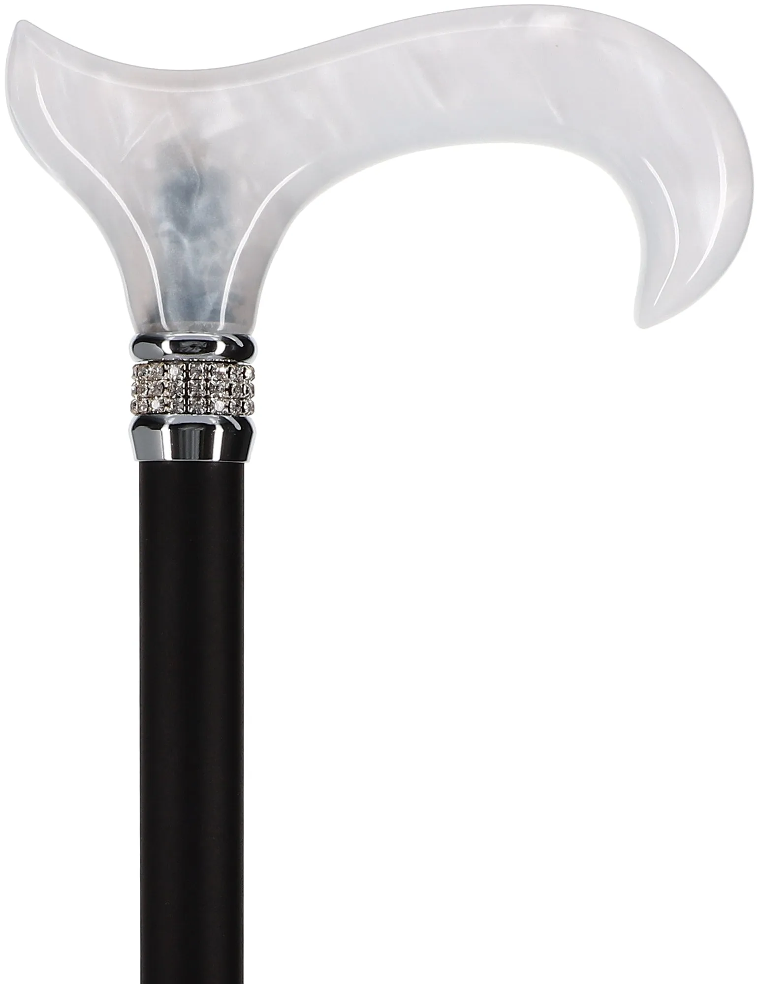 Rhinestone Designer Cane: Black & White Exquisite Pearlz