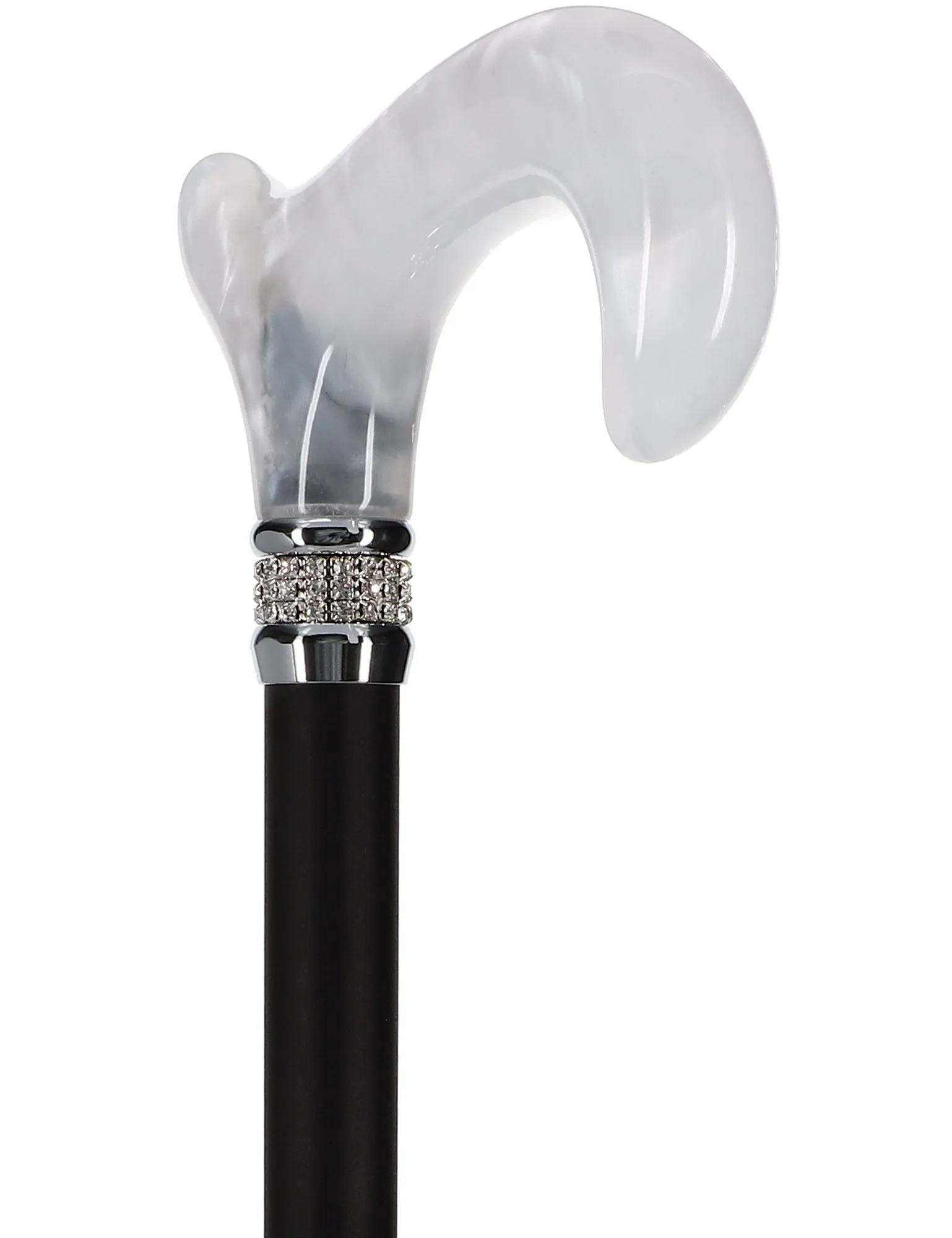 Rhinestone Designer Cane: Black & White Exquisite Pearlz