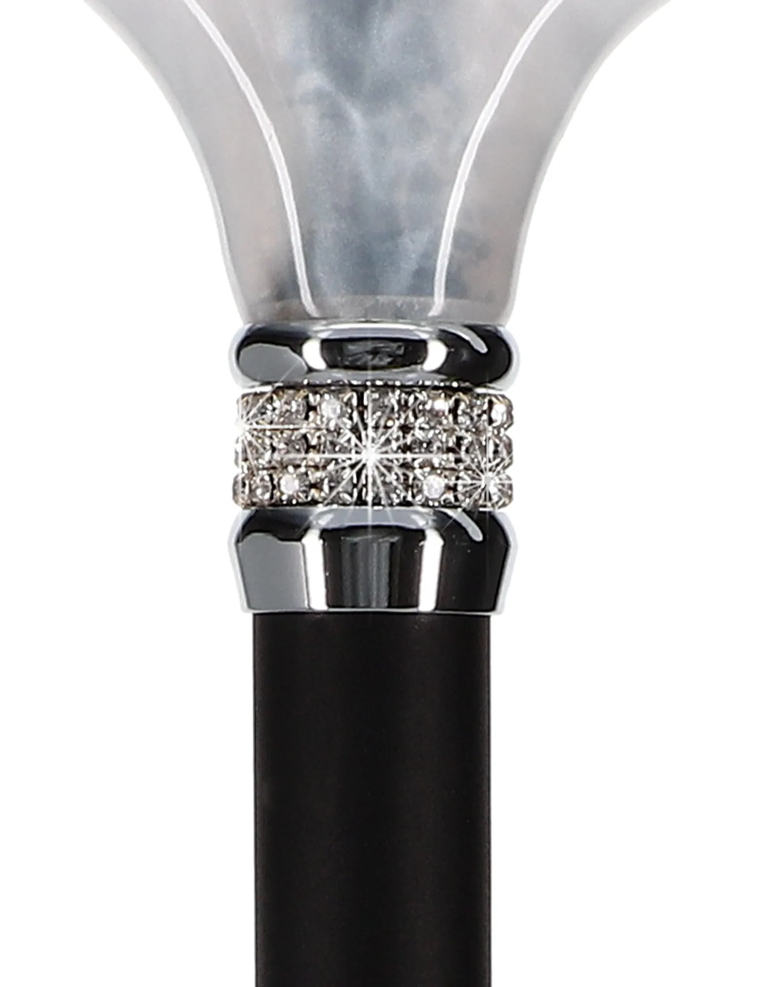 Rhinestone Designer Cane: Black & White Exquisite Pearlz