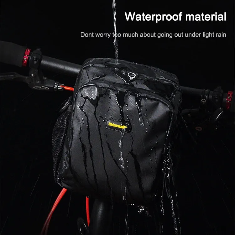 Rhinowalk Bicycle Front Bag Waterproof Handlebar Bag Folding Bike Front Bag Large Capacity Riding Bag(Carbon Fiber Pattern)