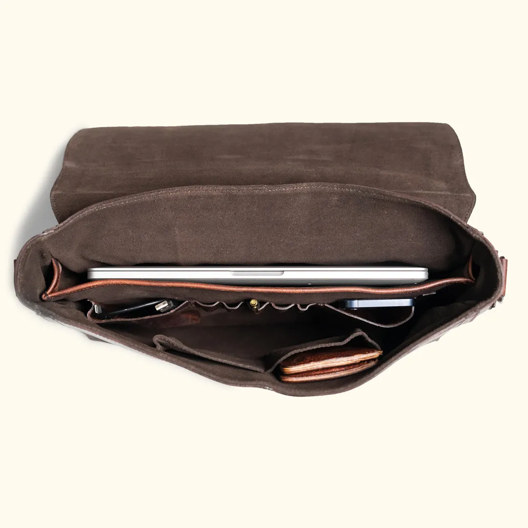 Roosevelt Leather Laptop Messenger Bag | Dark Oak