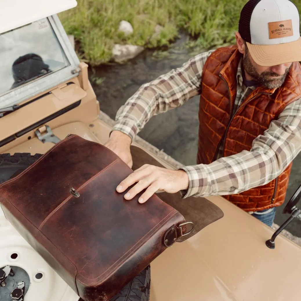 Roosevelt Leather Laptop Messenger Bag | Dark Oak