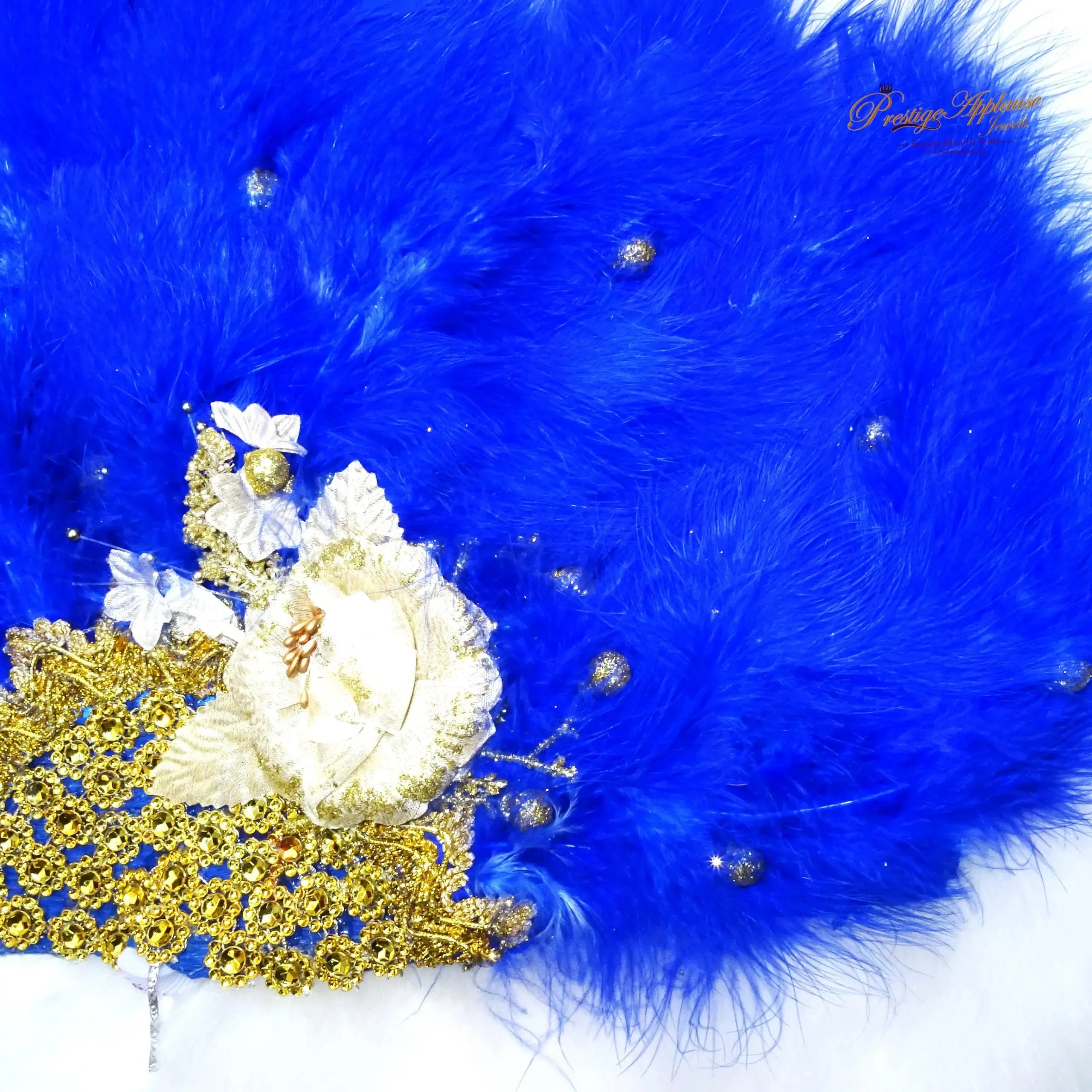 Royal Mixed Blue with Gold Hand fan wedding African Traditional engagement hand fan custom made