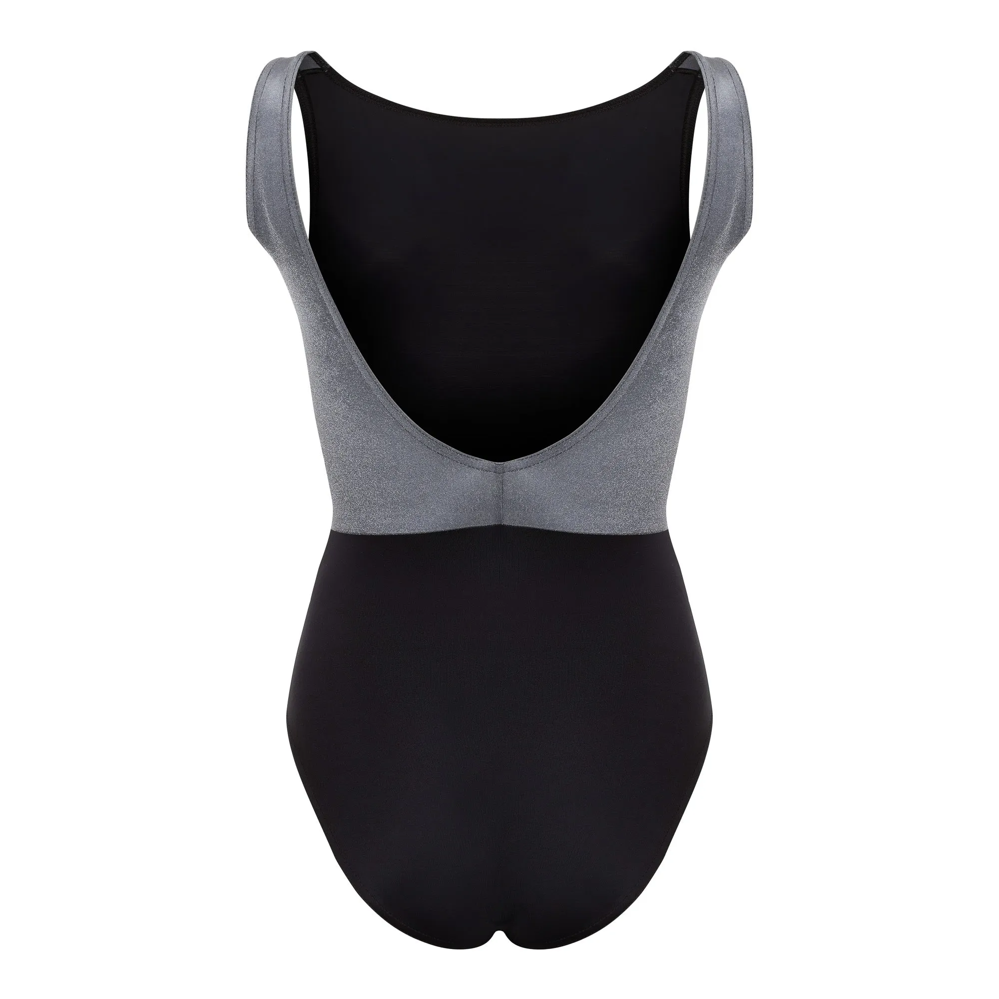 ROZIET Velour Back Boatneck Leotard Black/Grey