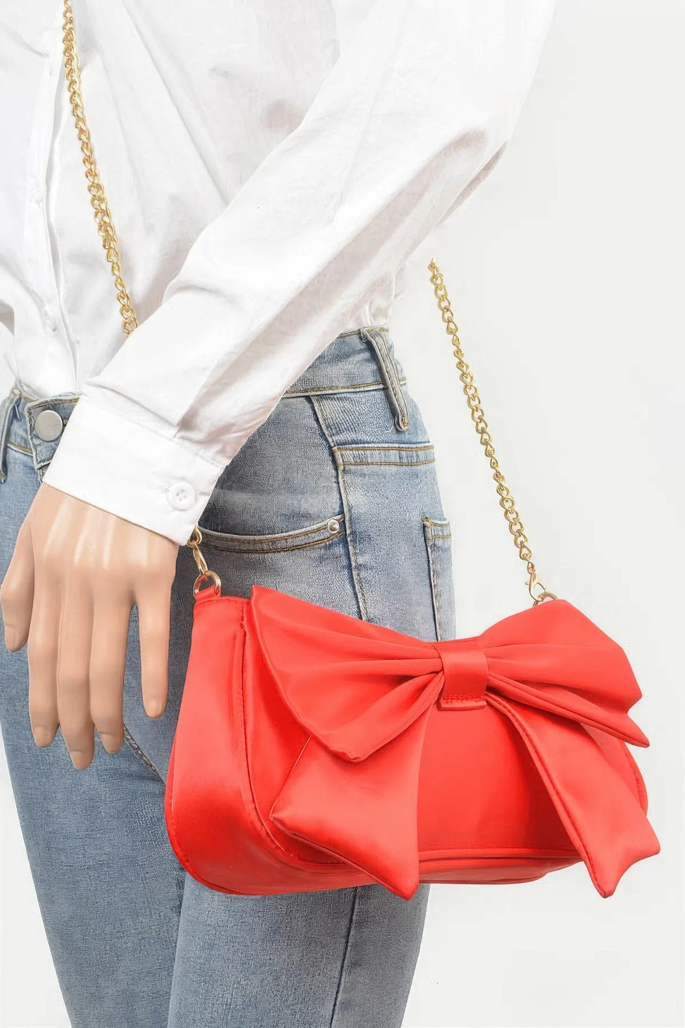 Satin Bow Shoulder Bag