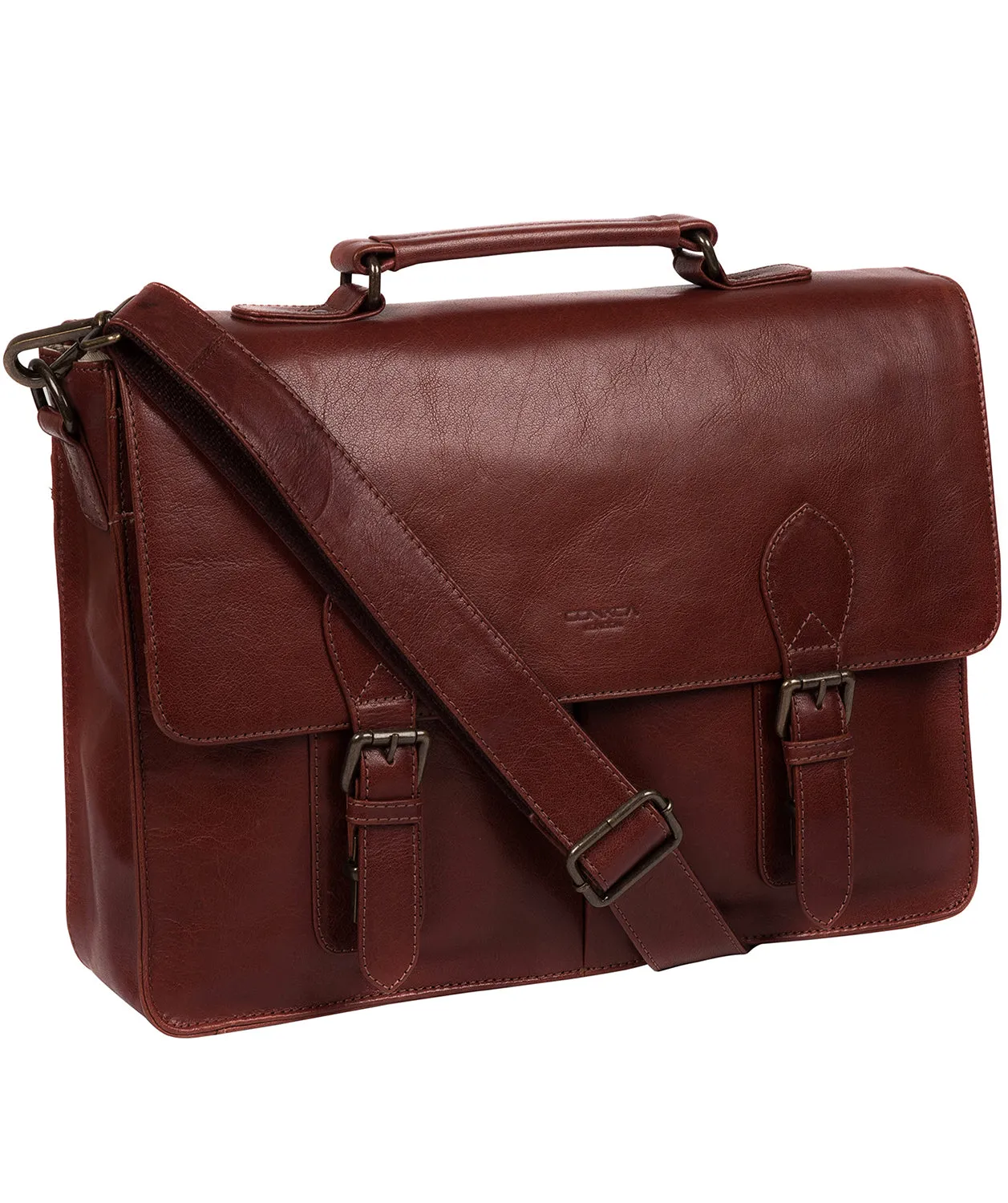 'Scolari' Conker Brown Leather Briefcase