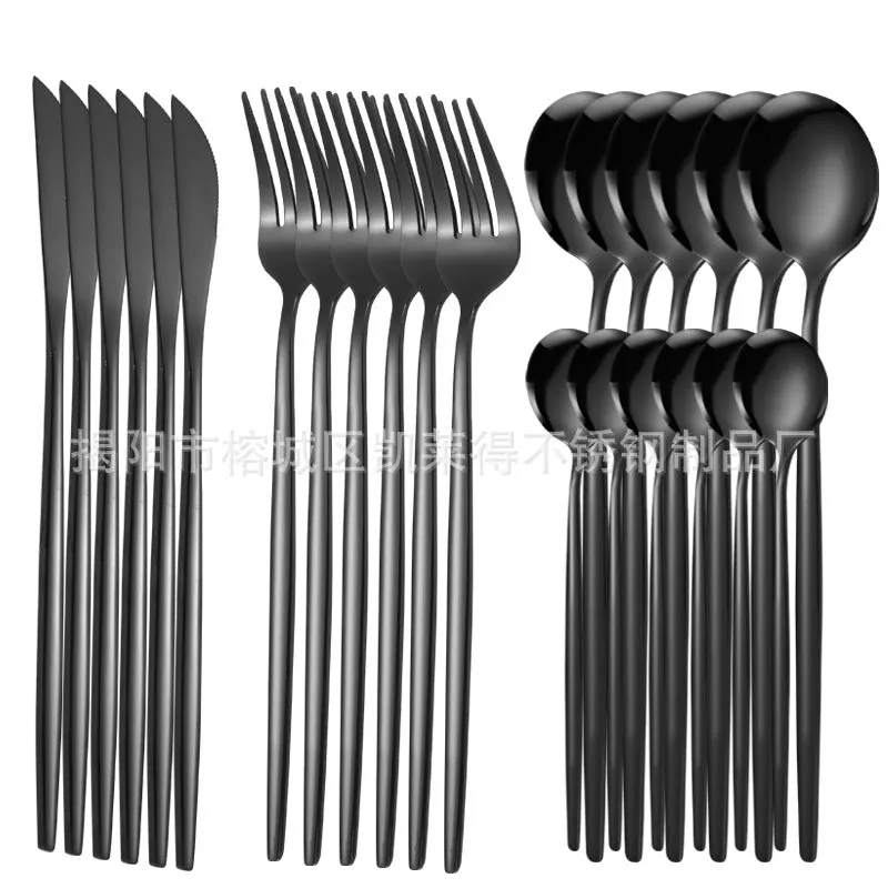 Stainless Steel Knife and Forks 24-Piece Portuguese Tableware Set Golden Set Creative Western Food Steak Knife