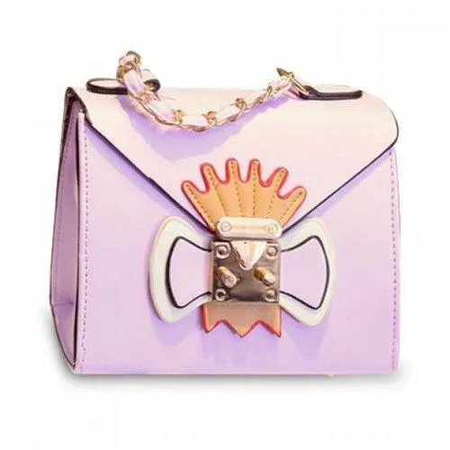 Stylish Style Color Block and Bowknot Design Women's Crossbody Bag - Purple