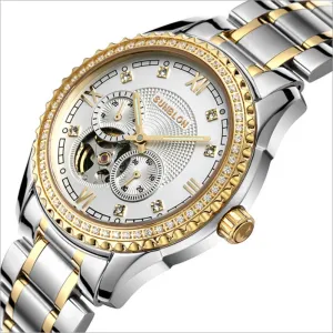 SUNBLON Stainless Steel Mechanical Skeleton Watch