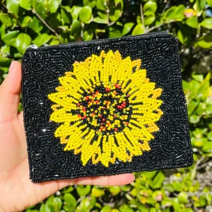 Sunflower Beaded Coin Purse