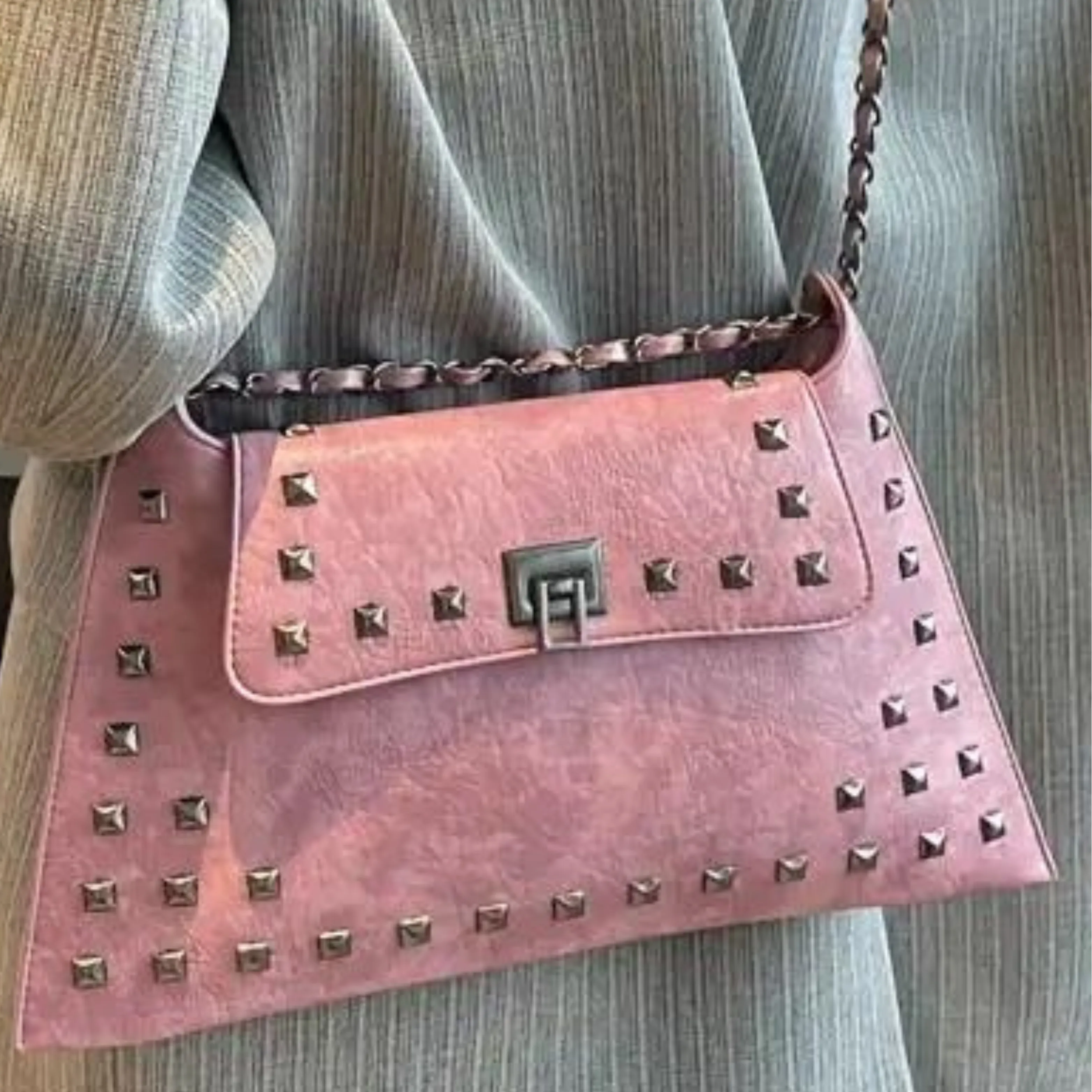 Vintage Rivet Faux Leather Chain Purse at Bling & Bloom's Boutique