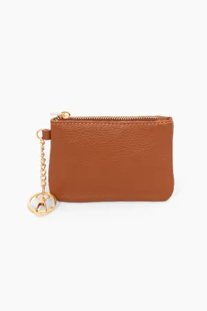 Vittoria Italian Leather Small Clip On Purse - Tan, Pebbled