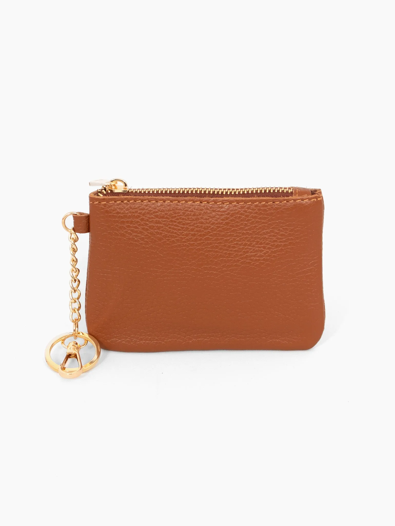 Vittoria Italian Leather Small Clip On Purse - Tan, Pebbled