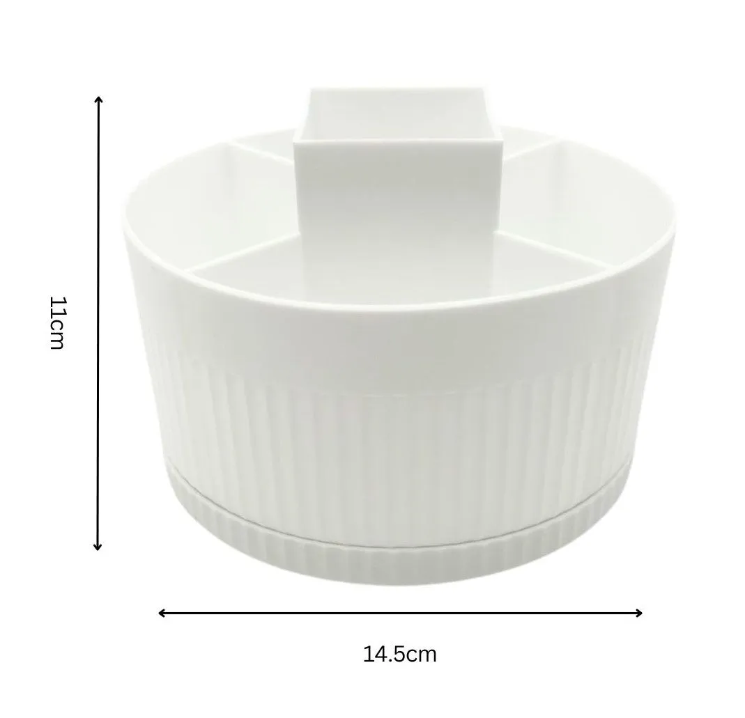 White Plastic Rotating Organizer Round (5 compartments)