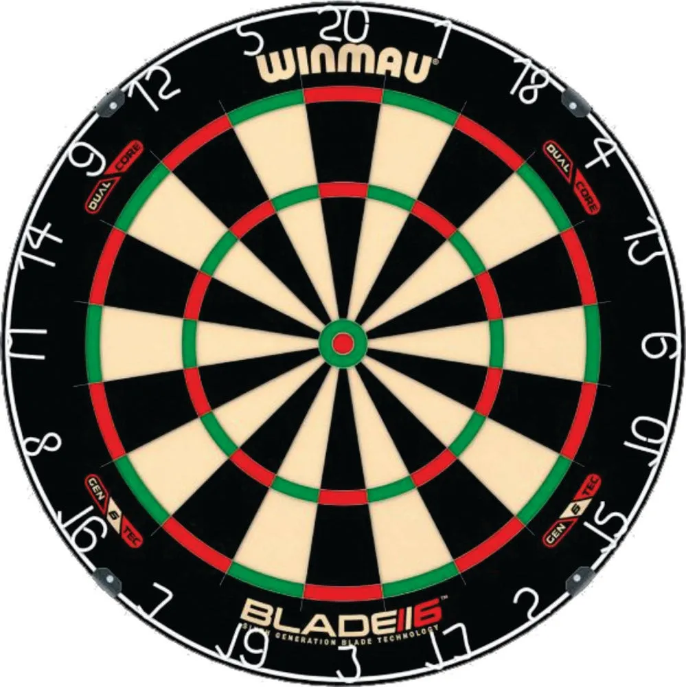 Winmau Blade 6 Dual Core Dartboard with Primal Cabinet Plus Free Set of Darts