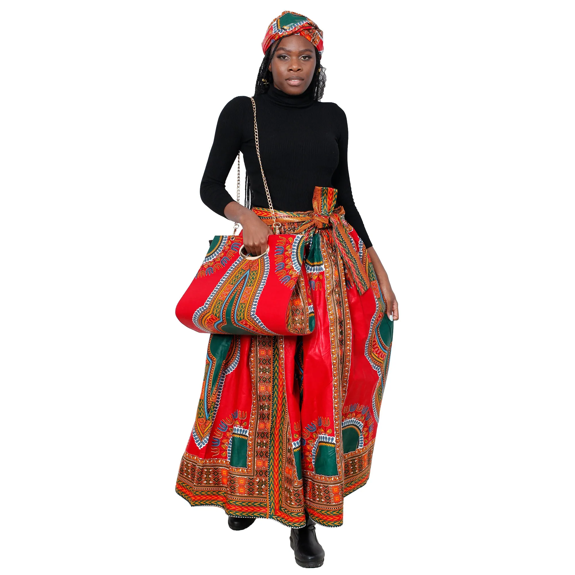 Women's Dashiki Skirt with Matching Handbag -- FI-38 With Bag