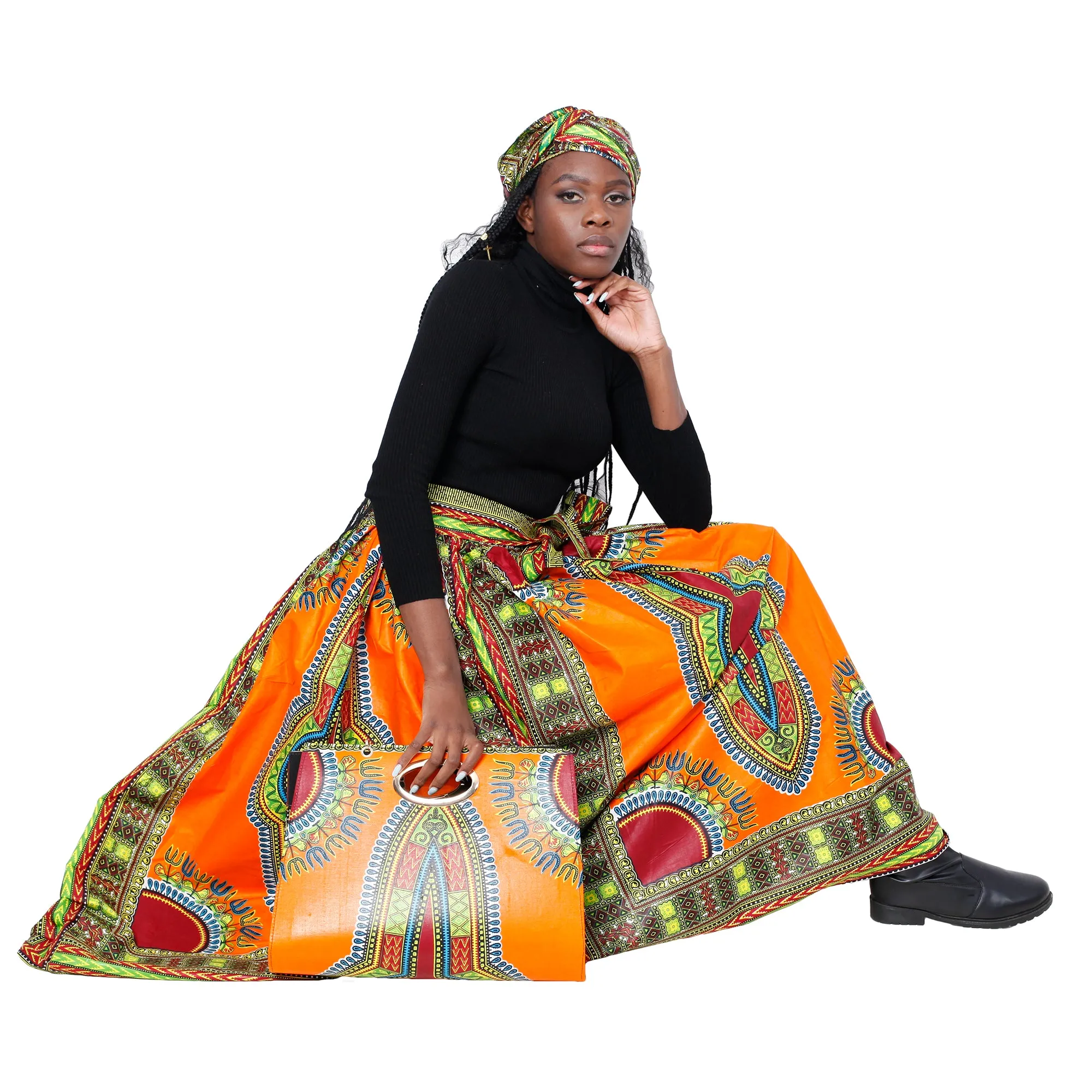 Women's Dashiki Skirt with Matching Handbag -- FI-38 With Bag