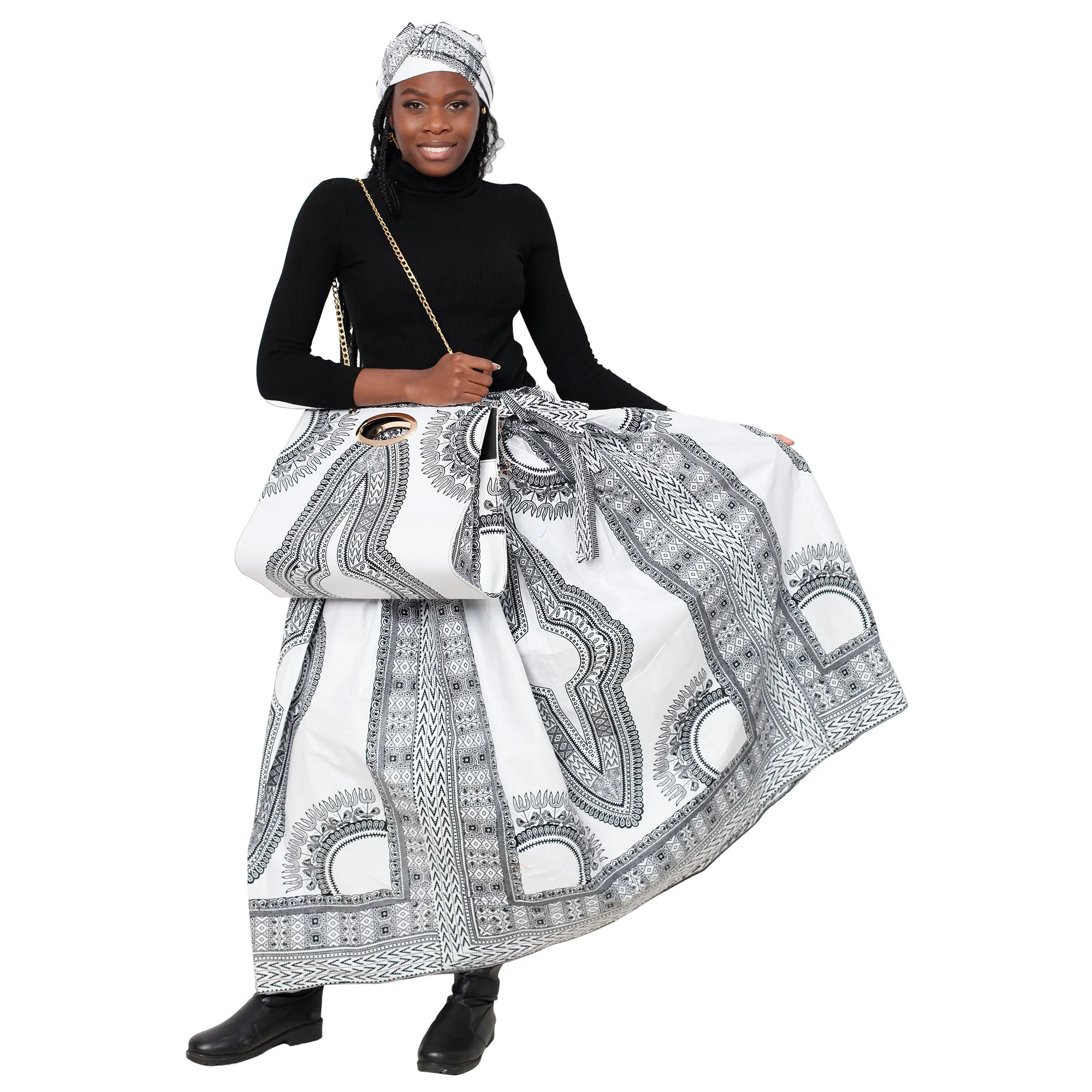 Women's Dashiki Skirt with Matching Handbag -- FI-38 With Bag