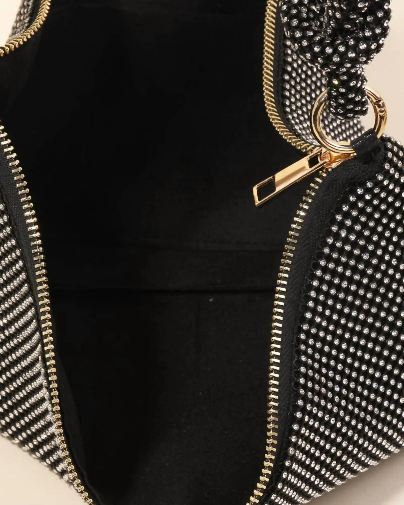 Women'S Rhinestone Studded Hobo Bag in Black | Black