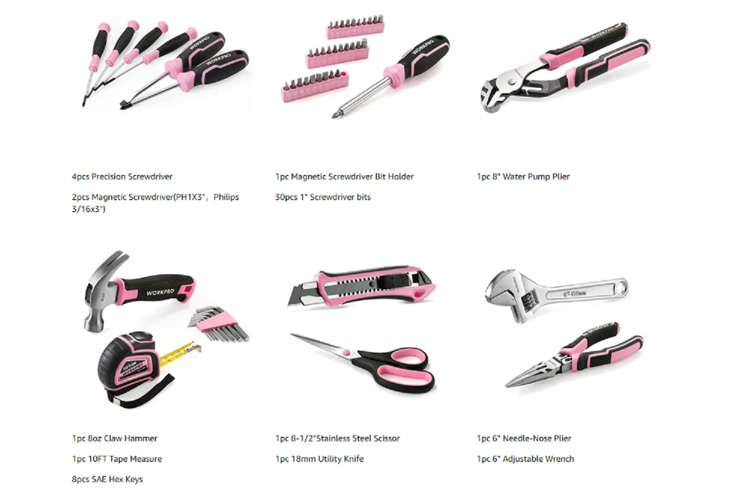 WORKPRO - #W009136AE - 52PC Pink Tool set for Household use