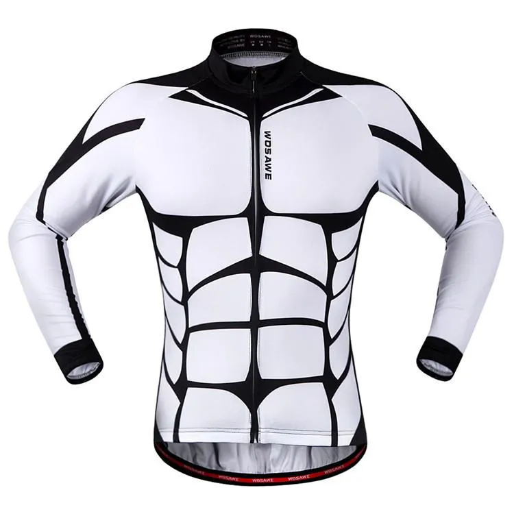 WOSAWE Muscle White Long Sleeve Cycling Jersey