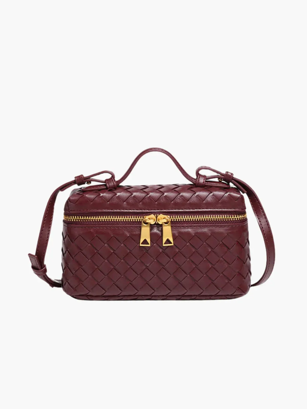 Woven Faux Leather Structured Box Bag