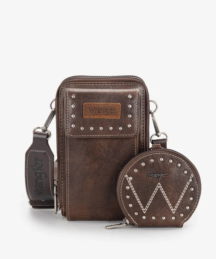 Wrangler Studded Cell Phone Crossbody Coin Purse