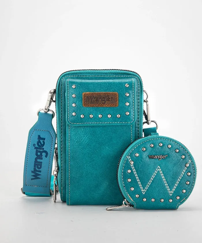 Wrangler Studded Cell Phone Crossbody Coin Purse