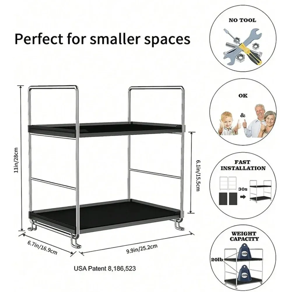 Yeknu 2 Tier Bathroom Organizer Countertop Vanity Counter Skincare Makeup Organizer Holder Bathroom Sink Countertop Storage Shelf