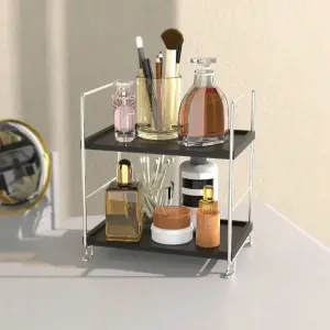 Yeknu 2 Tier Bathroom Organizer Countertop Vanity Counter Skincare Makeup Organizer Holder Bathroom Sink Countertop Storage Shelf